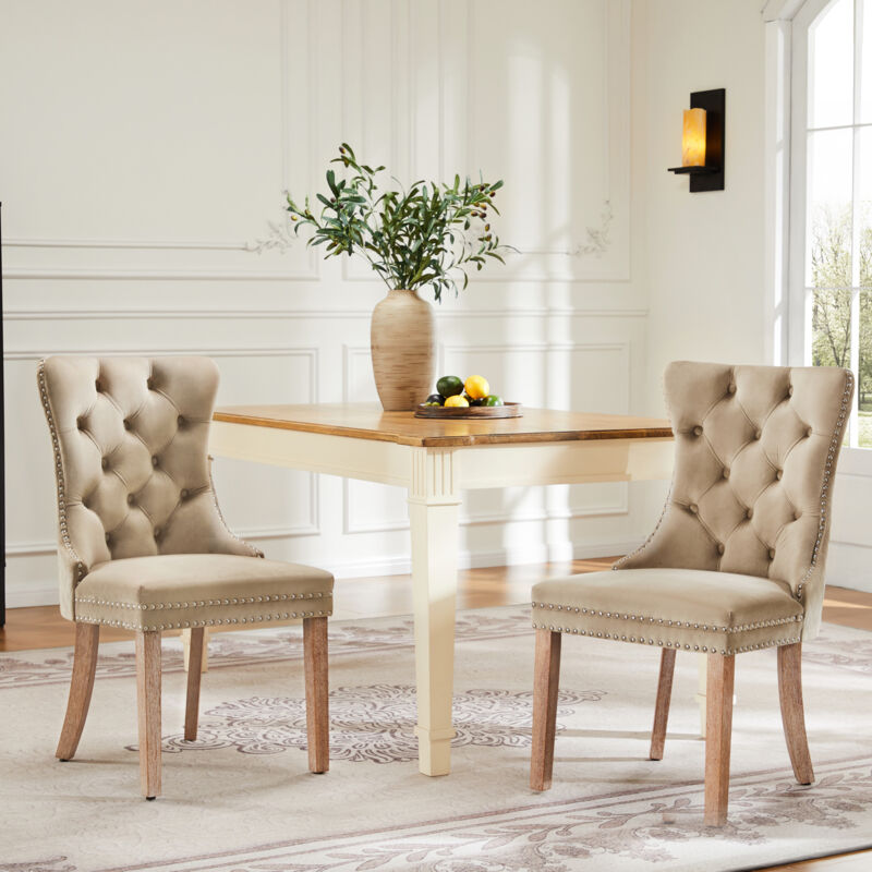 Redom - Chaise de salle à manger, chaise à 4 pieds, chaise de relaxation, chaise simple (2 pièces), avec surpiqûres boutonnées, structure en bois