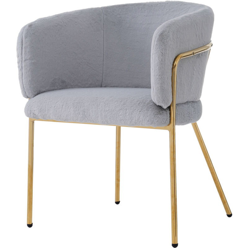 Chaise de salle à manger, Chaise de loisirs en luxe léger avec pieds de support en métal, gris