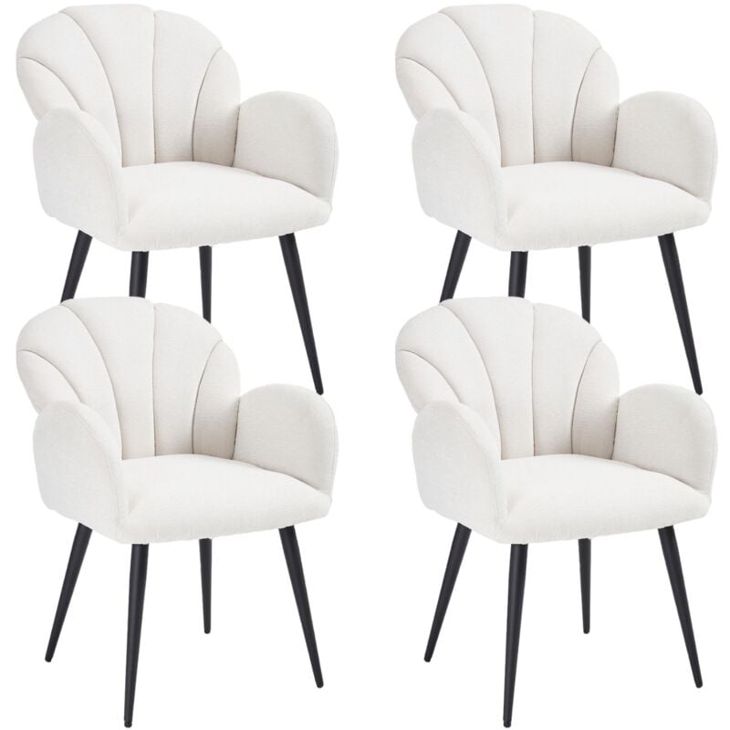 Wahson Office Chairs - Chaise de Salle à Manger Lot de 4 Chaise Scandinave avec Accoudoirs Fauteuil Coiffeuse Rembourrée en Chenille et Pieds en