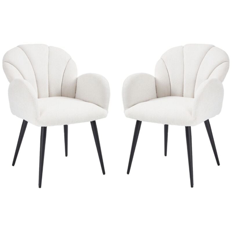 Wahson Office Chairs - Chaise de Salle à Manger Lot de 2 Chaise Scandinave avec Accoudoirs Fauteuil Coiffeuse Rembourrée en Chenille et Pieds en