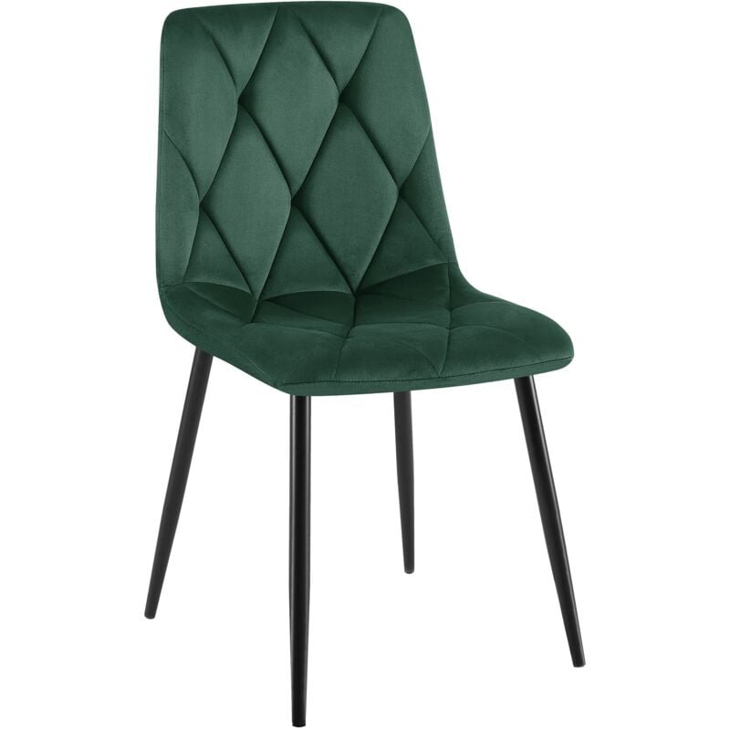 Chaise de salle à manger Clairton revêtement velours Vert foncé