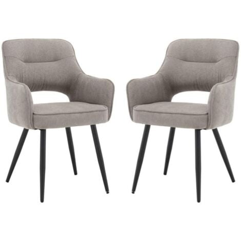 WAHSON OFFICE CHAIRS Chaise de Salle à Manger Classique Chaise avec Accoudoirs Chaise de Cuisine Lot de 2 Chaise salle a manger Pied Métal pour Restaurant, Gris