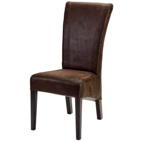 Chaise de salle à manger contemporaine en tissu marron (lot de 2) Elégance