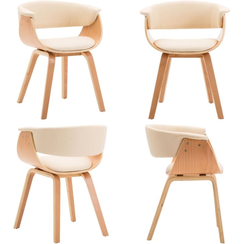 Chaise à manger crème bois courbé et similicuir - Chaises De Salle À Manger - Chaise De Cuisine - Chaise Moderne - Chaise En Cuir Synthétique