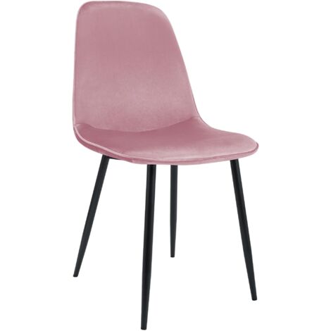 Chaise de salle à manger cuisine x1 design moderne en velours rose cadre en métal noir 100007211