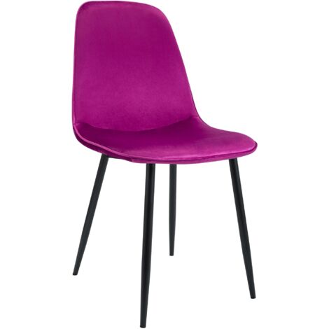Chaise de salle à manger cuisine x1 design moderne en velours violet cadre en métal noir 100007210