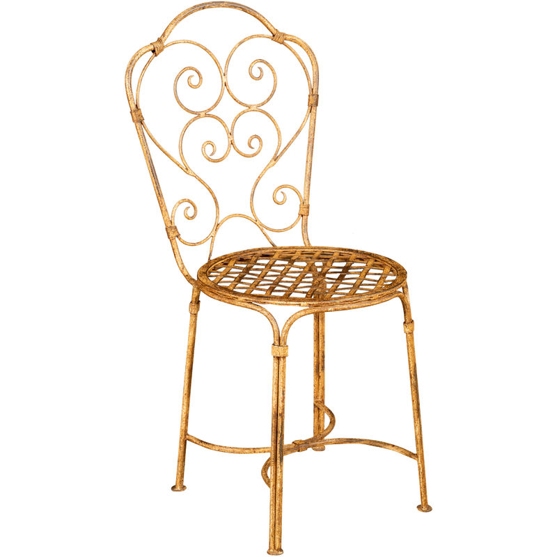 Biscottini - Chaise de salle à manger de jardin d'extérieur en fer forgé avec finition crème antique - crème antique