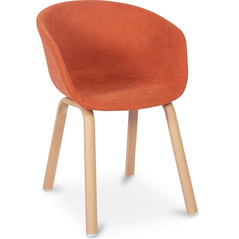 chaise de salle à manger design avec accoudoirs orange - métal finition effet bois, pp, tissu - orange