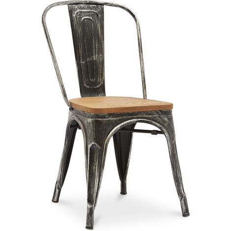 Chaise de salle à manger - Design industriel - Acier et bois - Nouvelle édition - Stylix Industriel - Bois, Acier - Industriel
