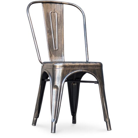 Chaise de salle à manger - Design industriel - Acier - Nouvelle édition - Stylix Bronze métallisé