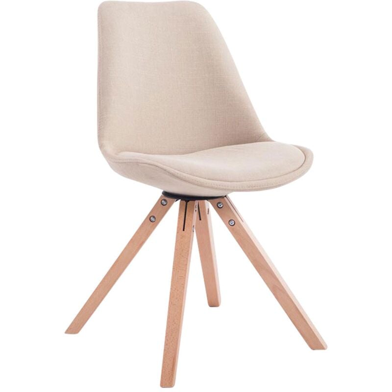 Décoshop26 - Chaise de salle à manger design scandinave en tissu crème et pieds en bois clair forme carré 100003457