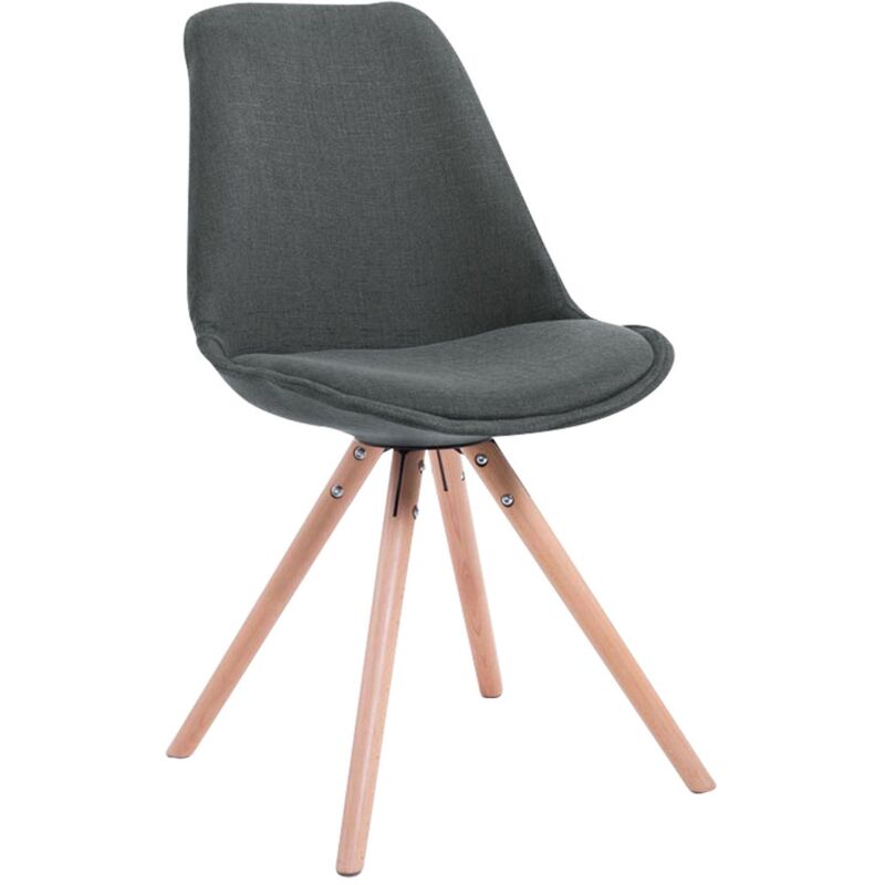 Décoshop26 - Chaise de salle à manger design scandinave en tissu gris foncé et pieds en bois clair forme rond 100003452