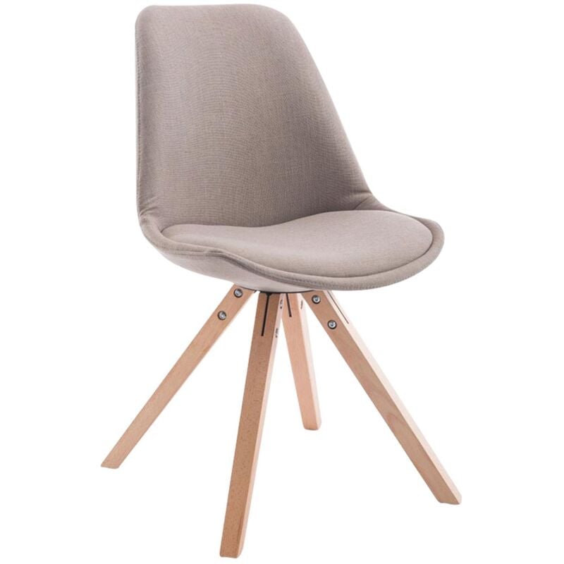 Décoshop26 - Chaise de salle à manger design scandinave en tissu taupe et pieds en bois clair forme carré 100003461