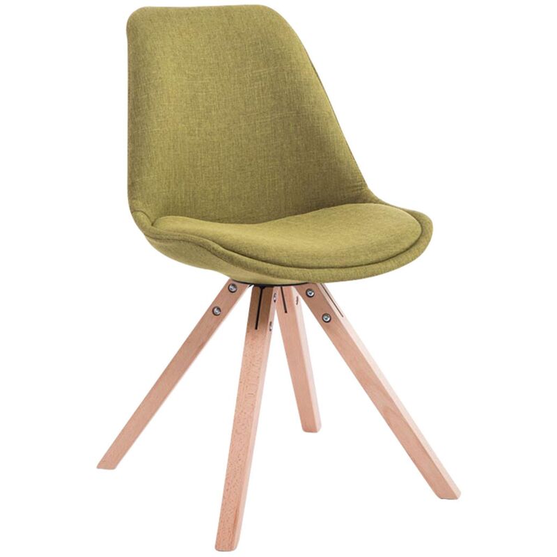 Chaise de salle à manger design scandinave en tissu vert et pieds en bois clair forme carré 100003460