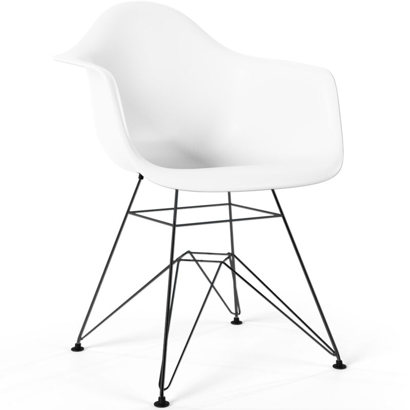 Privatefloor - Chaise de Salle à Manger - Design Scandinave et Pieds en Métal Noir - Nordika Blanc