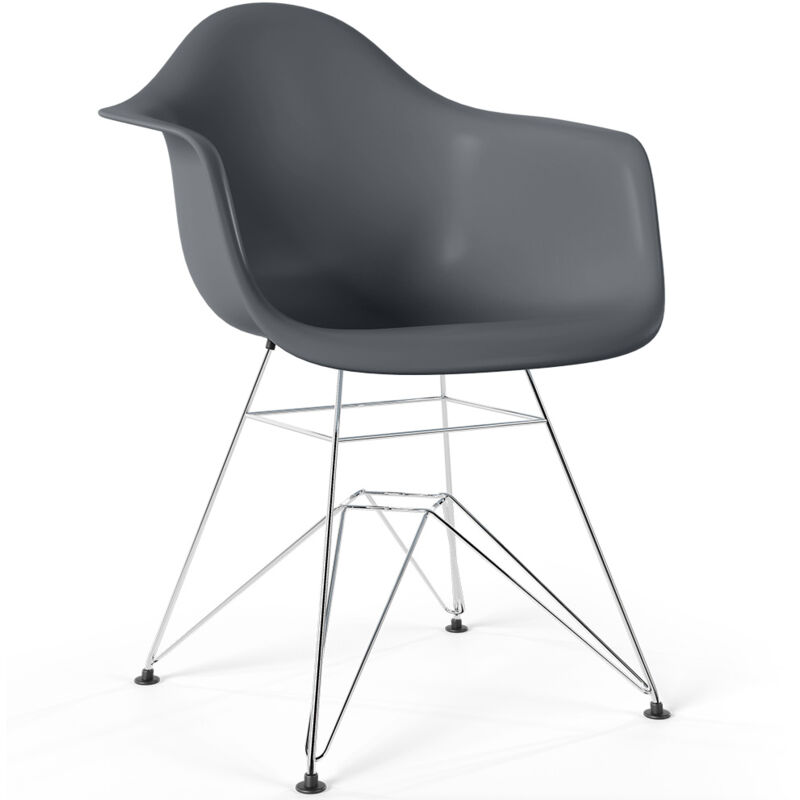 Privatefloor - Chaise de Salle à Manger - Design Scandinave et Pieds en Métal - Nordika Gris foncé