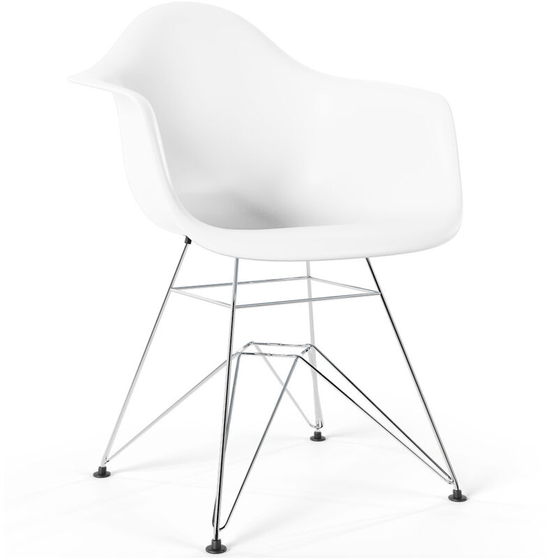 Privatefloor - Chaise de Salle à Manger - Design Scandinave et Pieds en Métal - Nordika Blanc