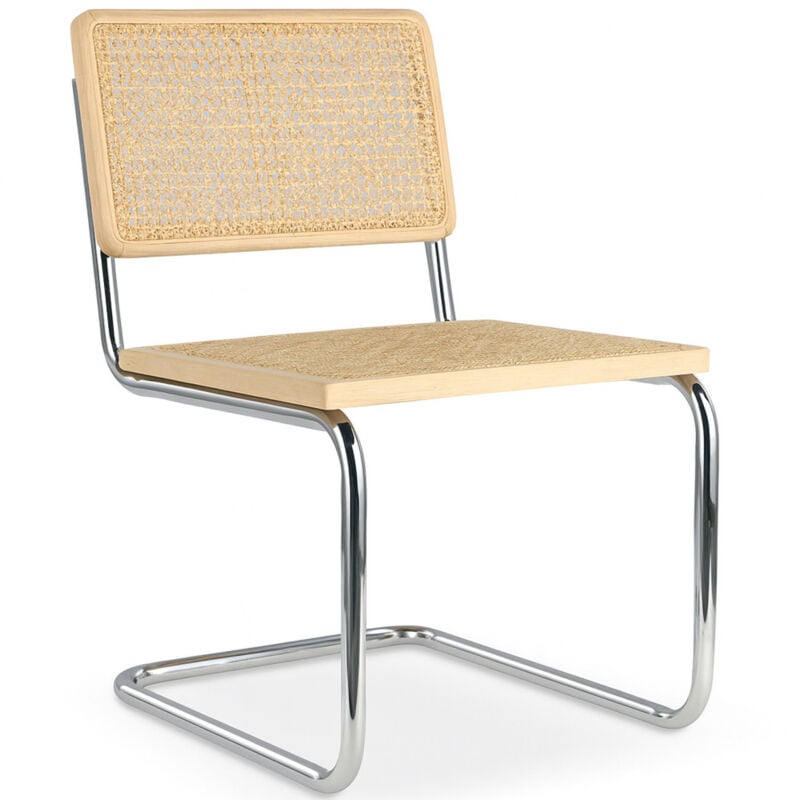 Privatefloor - Chaise de Salle à Manger - Design Vintage - Bois et Rotin - Nouvelle Édition - Bruna Naturel