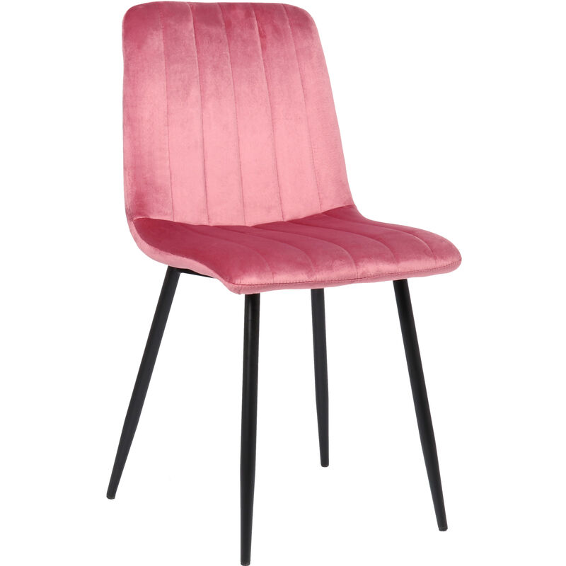CLP - Chaise de salle à manger à cadre noir élégant et siège en velours matelassé diverses couleurs colore : rose