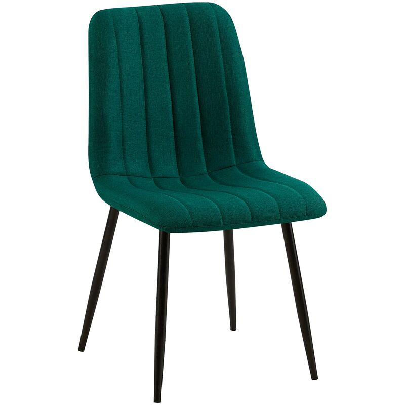 CLP - Chaise de salle à manger Dijon avec Piètement en métal noir Tissu Vert foncé