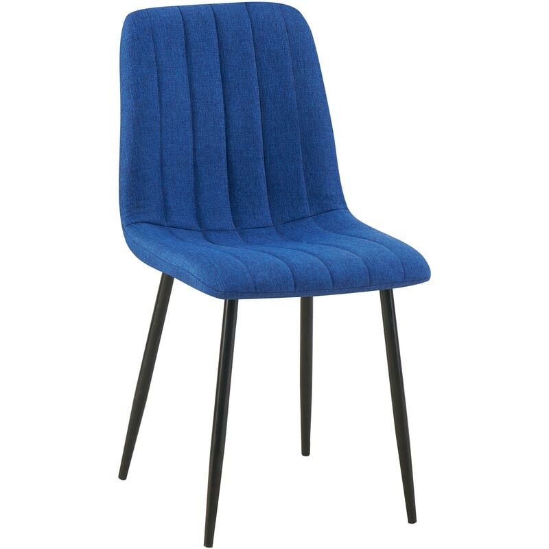 CLP - Chaise de salle à manger Dijon avec Piètement en métal noir Tissu Bleu
