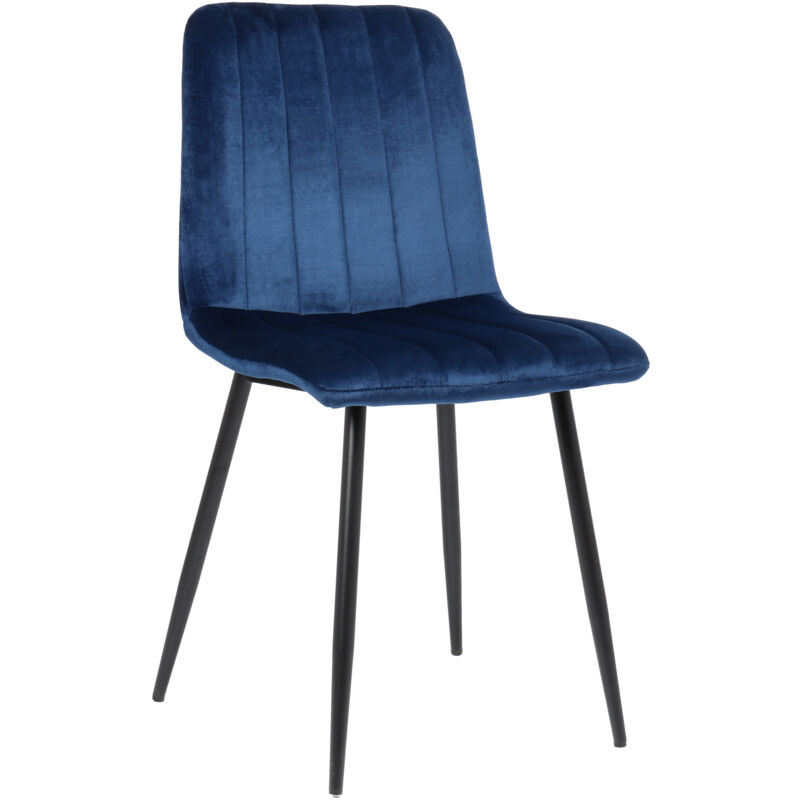 CLP - Chaise de salle à manger Dijon avec Piètement en métal noir Velours Bleu