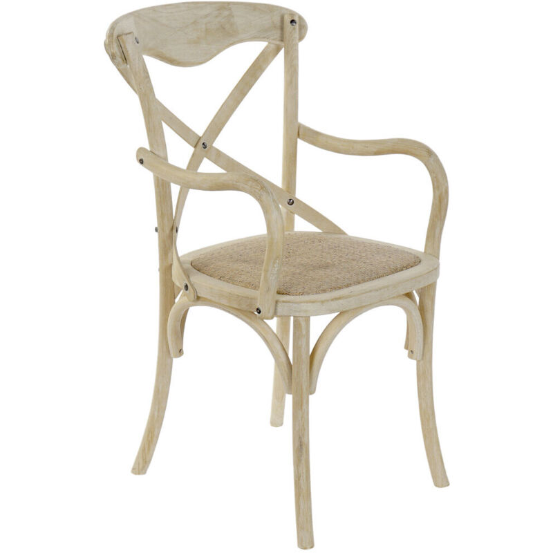 Dkd Home Decor - Chaise Orme Rotin 55X47X92 Crossback Vieilli Blanc