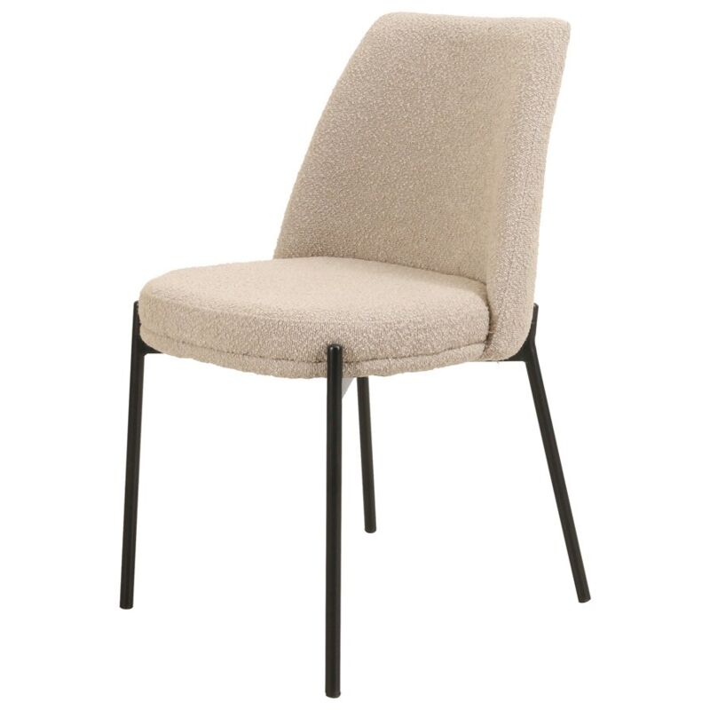 Meublorama - Chaise de salle à manger elisa – Tissu Stof sable – Pieds en métal noir – Hauteur 83 cm – Style design/industriel