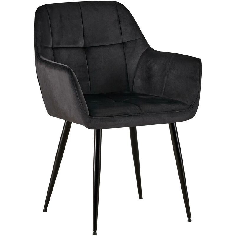 CLP - Chaise de salle à manger Emia en Velours avec Piètement en Métal noir Velours Noir