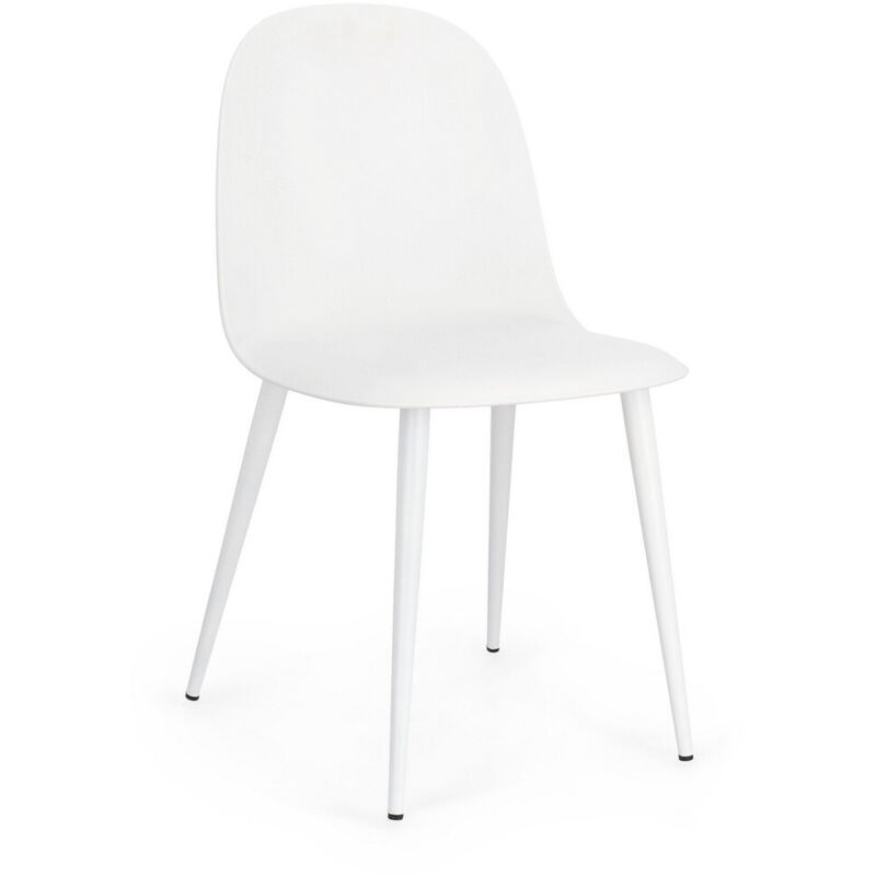 Chaise de salle à manger en acier blanc et polypropylène
