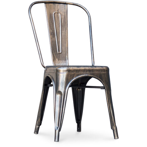 Chaise de salle à manger en acier – Design industriel – Finition peinture en poudre brillante – Dimensions 44x47x85.5 cm – Capacité 150 kg – Tolix Style