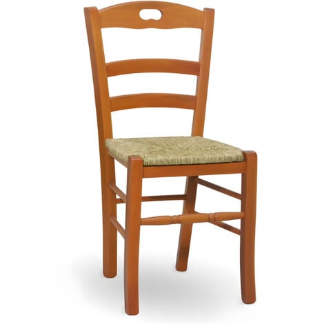 OKAFFAREFATTO Chaise modèle Loris avec assise en paille couleur cerise