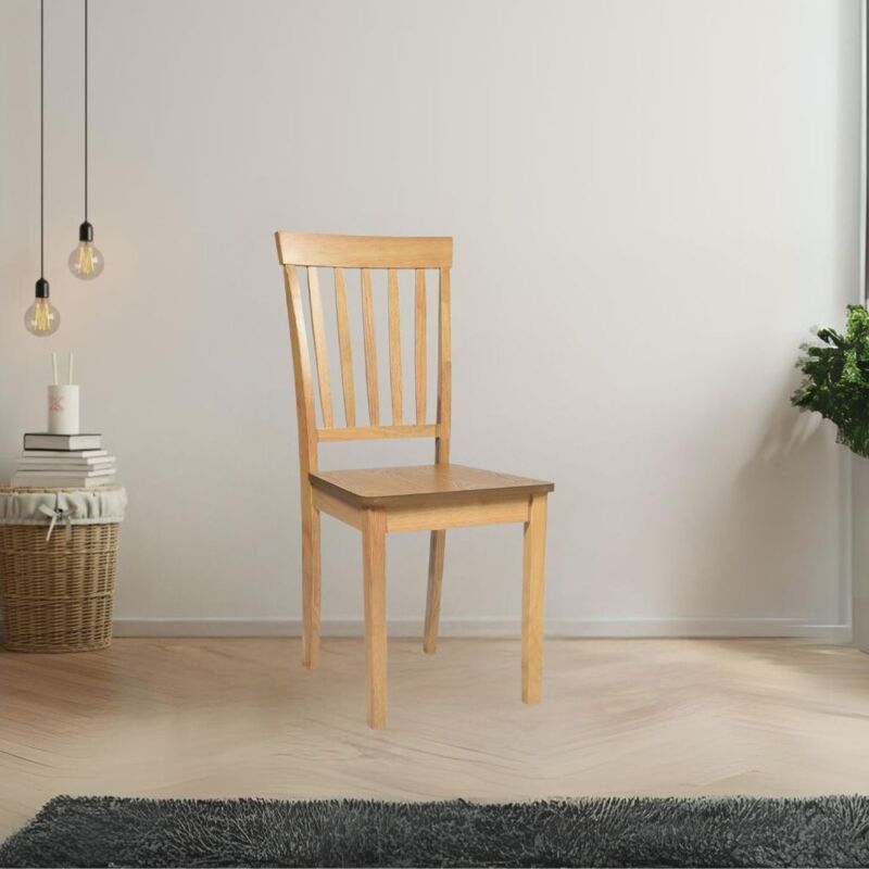 Toscohome - Chaise de salle à manger en bois couleur chêne avec dossier vertical - Berta