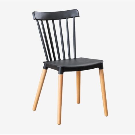 Chaise de salle à manger en bois de hêtre et polypropylène Royal SKLUM Noir