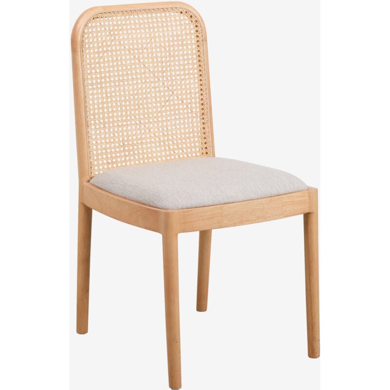 Sklum - Chaise de salle à manger en bois d'hévéa et rotin Yaiza