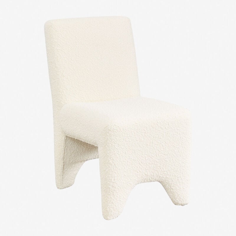 Sklum - Chaise de salle à manger en bois et tissu bouclé Kamez