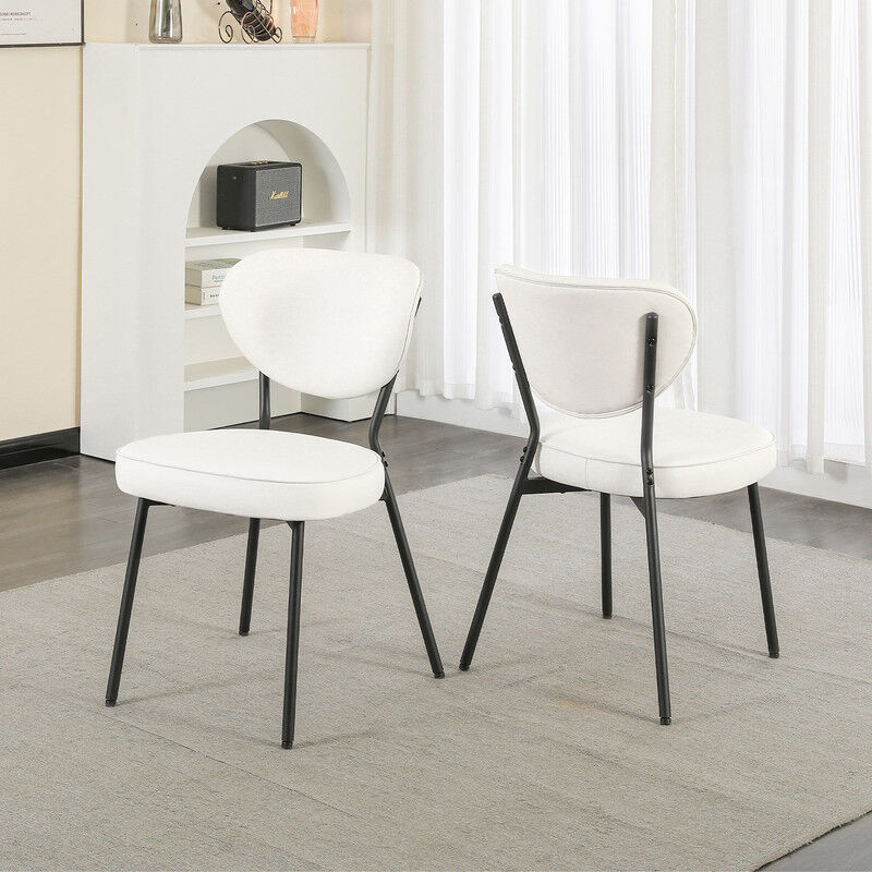 Dyhome - Chaise de salle à manger en cuir, deux pièces, avec pieds en métal noir et pieds en métal blanc