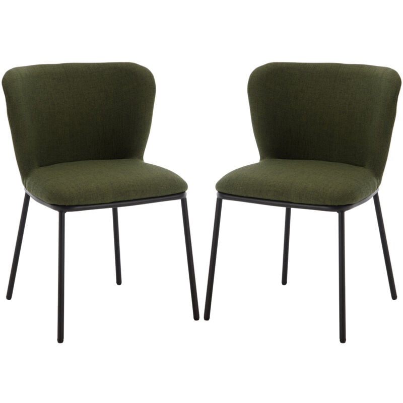 Chaise de Salle à Manger en Lin Chaises Salle à Manger Lot de 2 Chaise de Cuisine Moderne avec Dossier Comfortable Chaise avec Coussin Épais, Vert