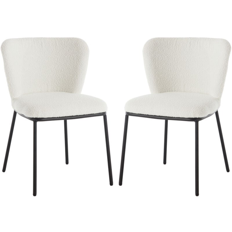 Chaise de Salle à Manger en Lin Chaises Salle à Manger Lot de 2 Chaise de Cuisine Moderne avec Dossier Comfortable Chaise avec Coussin Épais, Blanc