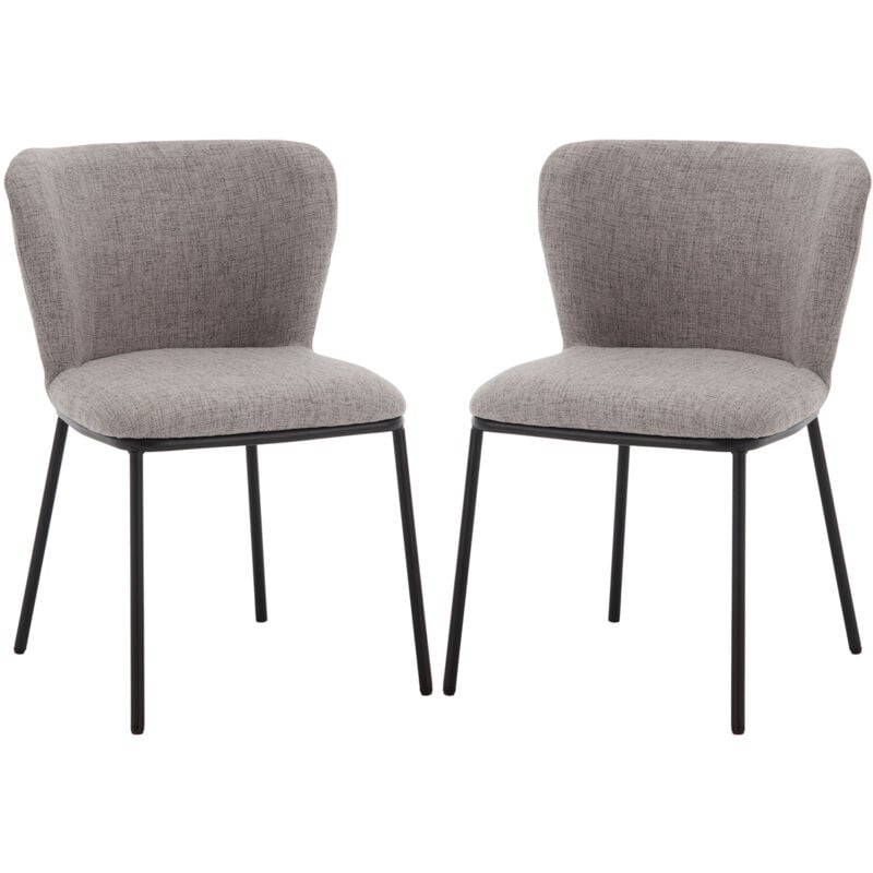 Chaise de Salle à Manger en Lin Chaises Salle à Manger Lot de 2 Chaise de Cuisine Moderne avec Dossier Comfortable Chaise avec Coussin Épais, Gris
