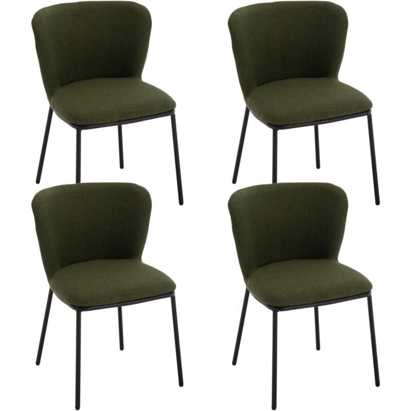 Chaise de Salle à Manger en Lin Chaises Salle à Manger Lot de 4 Chaise de Cuisine Moderne avec Dossier Comfortable Chaise avec Coussin Épais, Vert
