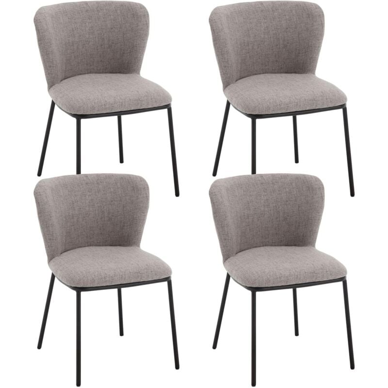 Chaise de Salle à Manger en Lin Chaises Salle à Manger Lot de 4 Chaise de Cuisine Moderne avec Dossier Comfortable Chaise avec Coussin Épais, Gris