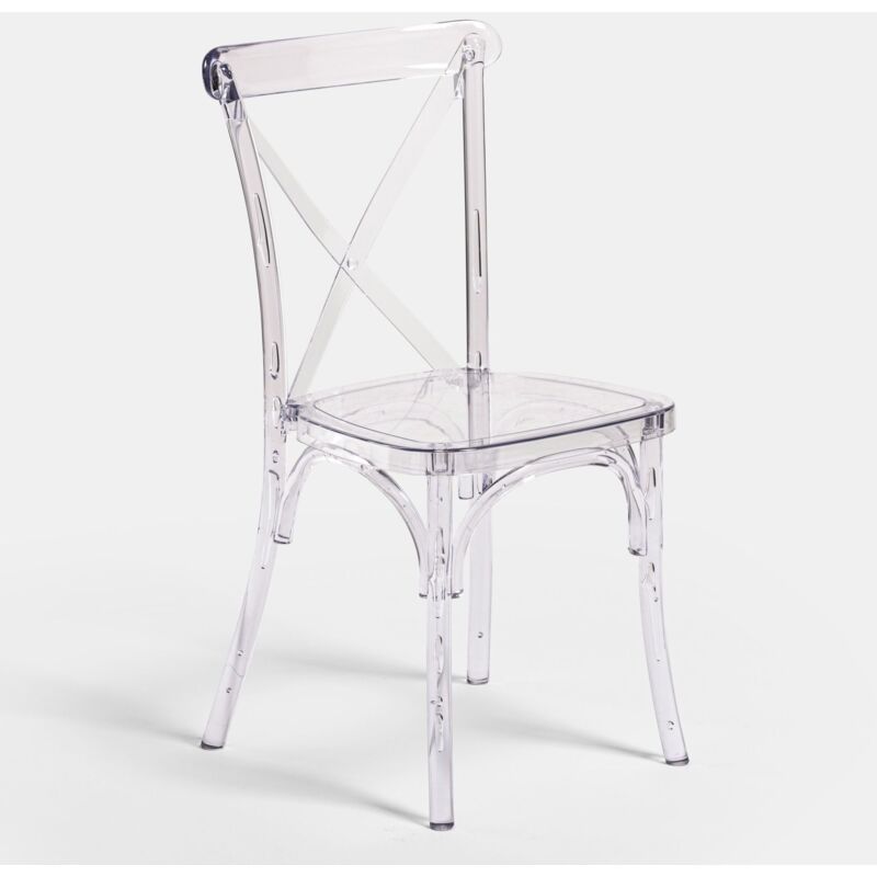 Chaises en polycarbonate transparent Chaise de cuisine empilable 46X46X87,5 cm Chaise Salle à manger et chambre en plastique Chaises en polycarbonate transparent Chaise de cuisine empilable 46X46X87,5 cm Chaise Salle à manger et chambre en plastique