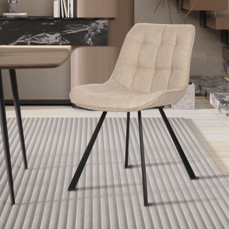 Chaise de salle Ă manger en tissu beige BARIA (lot de 2)