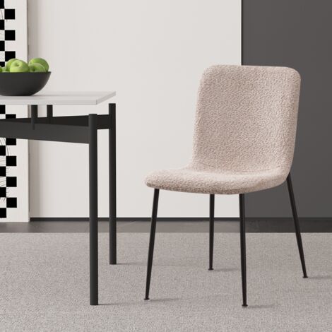 Chaise de salle à manger en tissu bouclé beige LICIA (lot de 2)