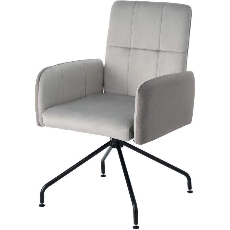 Lot de 1 Chaise de salle à manger en velours, fauteuil, chaise pivotante, chaise de bureau, gris