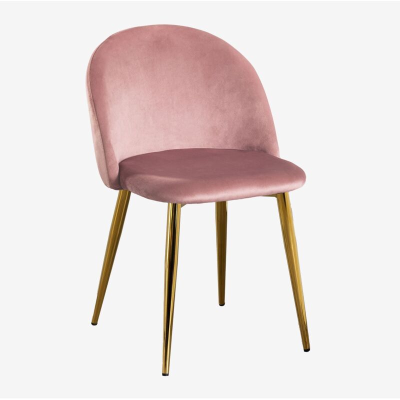 Sklum - Chaise de salle à manger en velours Kana blush Doré