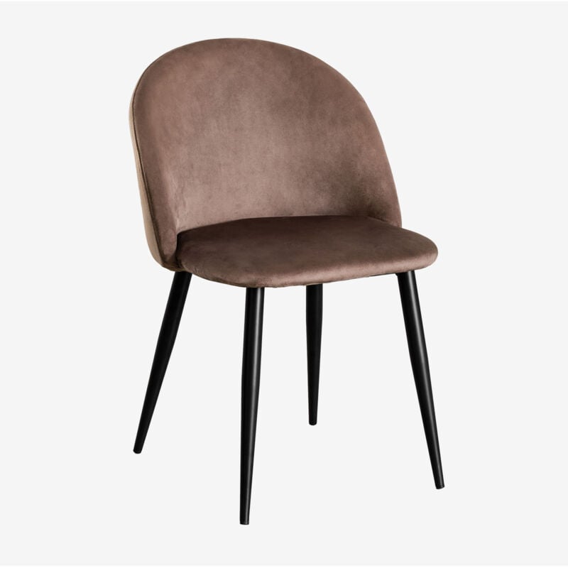 Sklum - Chaise de salle à manger en velours Kana Marron Army Noir