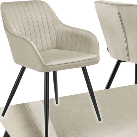 Chaise de salle à manger en velours matelassée capitonnée crème