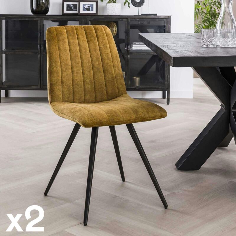 Pier Import - Chaise de salle à manger en velours moutarde java (lot de 2)